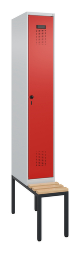 C+P Armoire vestiaire Evolo PLUS avec banc, largeur de compartiment 300 mm