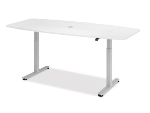 Table de conférence hauteur réglable électriquement, largeur x profondeur 2200 x 1030 mm, panneau blanc