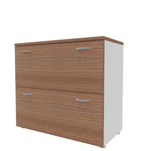 Quadrifoglio Armoire pour dossiers suspendus Practika, 2 extensions, blanc/noyer Canaletto
