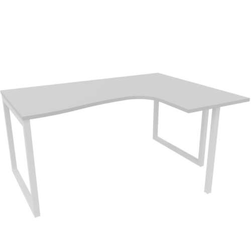 Quadrifoglio Bureau d'angle Practika, Piètem. semelles, largeur 1600 mm, gris/blanc