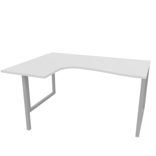 Quadrifoglio Bureau d'angle Practika, Piètem. semelles, largeur 1600 mm, blanc/alu