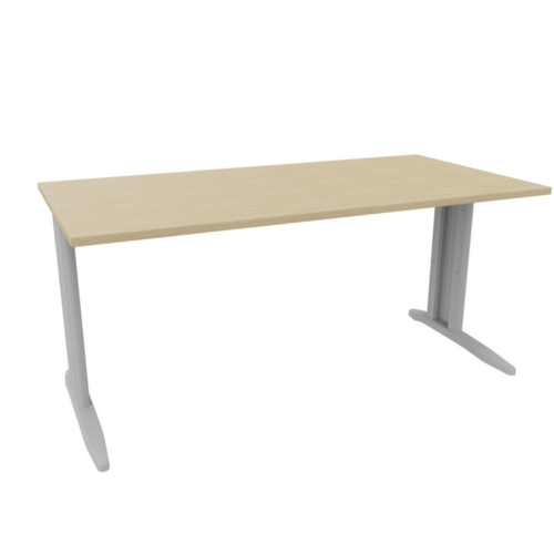 Quadrifoglio Bureau Practika avec piètement en C, largeur x profondeur 1600 x 800 mm, plaque chêne
