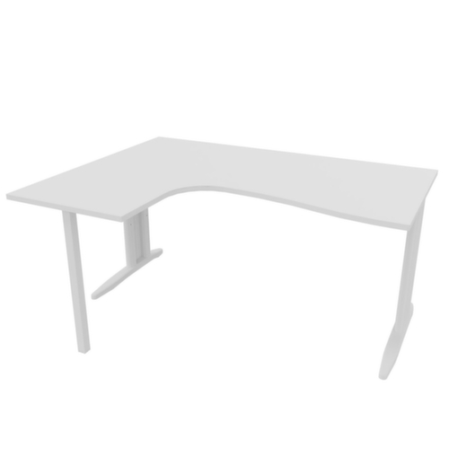 Quadrifoglio Bureau d'angle Practika, piètement en C, largeur 1600 mm, blanc/blanc