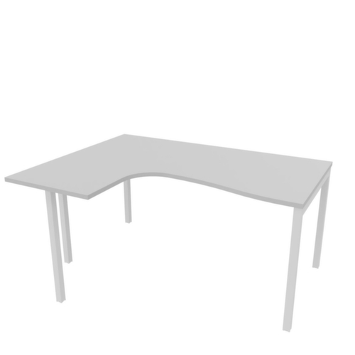 Quadrifoglio Bureau d'angle Practika, piètement 4 pieds, largeur 1600 mm, gris/blanc