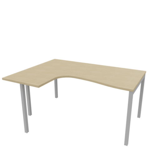 Quadrifoglio Bureau d'angle Practika, piètement 4 pieds, largeur 1600 mm, chêne/alu