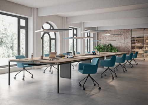 Quadrifoglio Siège visiteur City avec accoudoirs, assise marron foncé, piètement 4 pieds avec 4 roulettes