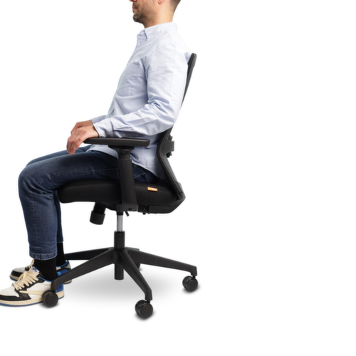 UDOBÄR Siège de bureau pivotant Iron avec mécanisme synchrone, dossier maille avec support, noir