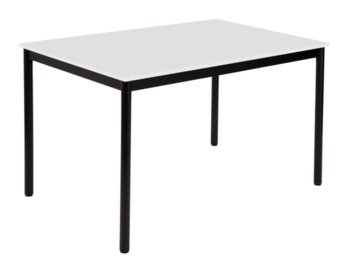 Table polyvalente tube rond avec piètement 4 pieds, hauteur x largeur x profondeur 720 x 1200 x 800 mm, panneau gris clair