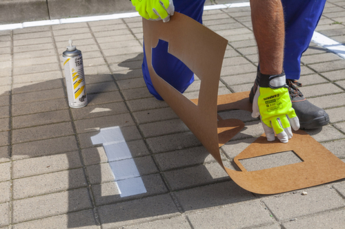 a.m.p.e.r.e. kit de pochoirs Covid1 pour le marquage au sol, distance de sécurité 1 et 2 m, cercle, flèche, passerelle, piétons