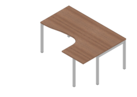 Quadrifoglio Bureau d'angle Practika, piètement 4 pieds, largeur 1600 mm, noyer Canaletto/alu