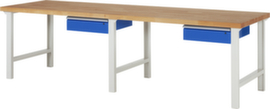 RAU Établi à hauteur réglable Serie 7000, 2 tiroirs, RAL7035 gris clair/RAL5010 bleu gentiane