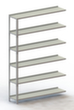 META Rayonnage à boulonner élément suivant, 6 tablettes, RAL7035 gris clair