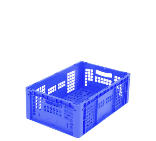 BITO Euronorm-StapelbehÀlter mit Doppelrippenboden + WÀnde + Boden durchbrochen, blau, Inhalt 41 l