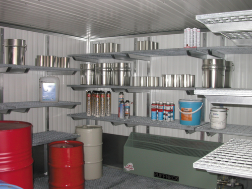 Gitterrostregal für Gefahrstoff-Container, Breite x Tiefe 2600 x 500 mm