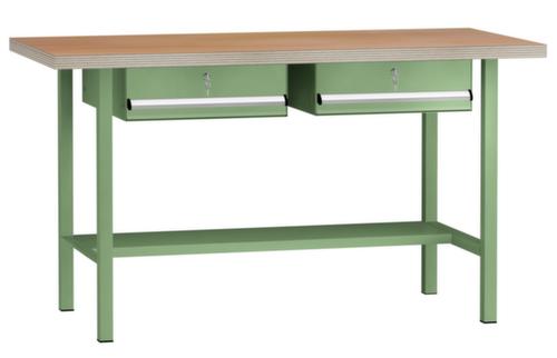 KLW Lutz Werkbank mit Multiplexplatte, 2 Schubladen, 1/2 Ablageboden
