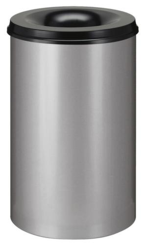 Selbstlöschender Papierkorb aus Stahl, 110 l, alu, Kopfteil schwarz