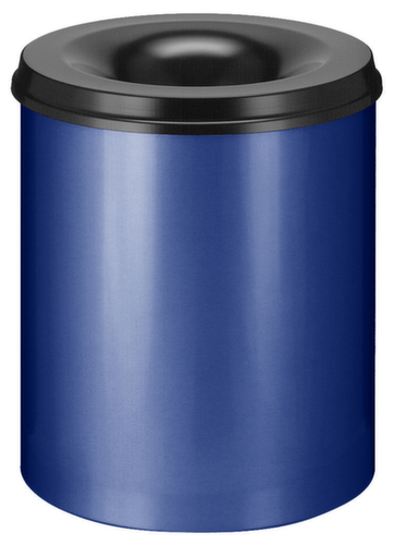 Selbstlöschender Papierkorb aus Stahl, 80 l, blau, Kopfteil schwarz