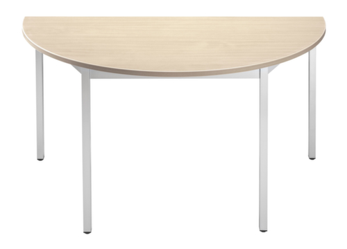 Halbrunder Vierkantrohr-Mehrzwecktisch, Breite x Tiefe 1200 x 600 mm, Platte Ahorn