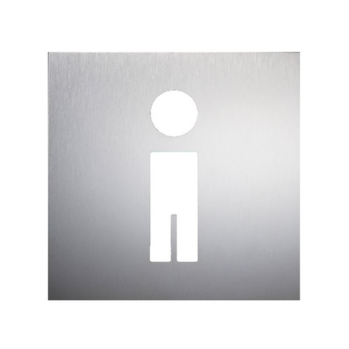 Türschild mit Piktogramm aus Edelstahl, "WC Herren"