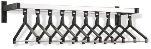 van Esch Wandgarderobe, mit 10 abnehmbare KleiderbĂŒgel und Hutablage, alu/RAL9005 Tiefschwarz