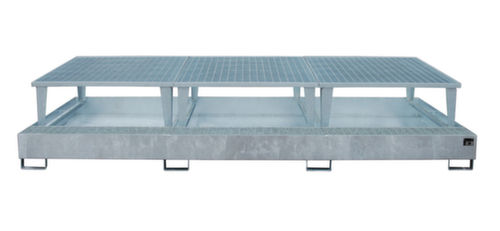 Auffangwanne mit Abfüllgestellen, für 3 x IBC