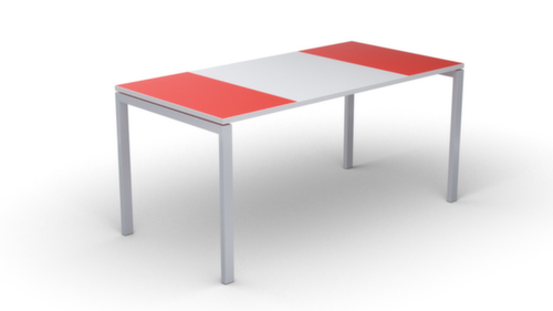 Schreibitsch easyDesk in Bicolor-Optik, 4-Fußgestell, Breite 1800 mm, rot/weiß