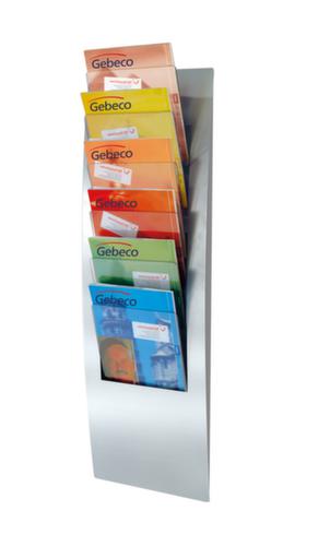 Wandprospekthalter Varia, 6 Ablagen, Gestell silber