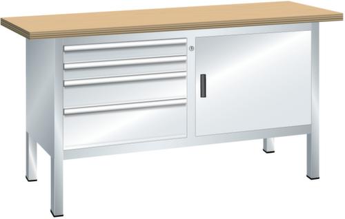 LISTA Werkbank mit Schubladen und Schränken, 4 Schubladen, 1 Schrank, RAL7035 Lichtgrau/RAL7035 Lichtgrau