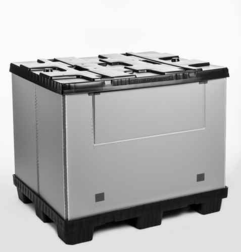 Walther Faltsysteme Paletten-Faltbox extra leicht, Auflast 500 kg, 9 Füße, Länge x Breite 1200 x 1000 mm