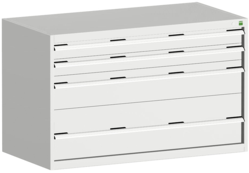 bott Schubladenschrank cubio Grundfläche 1300x650 mm, 4 Schublade(n), RAL7035 Lichtgrau/RAL7035 Lichtgrau