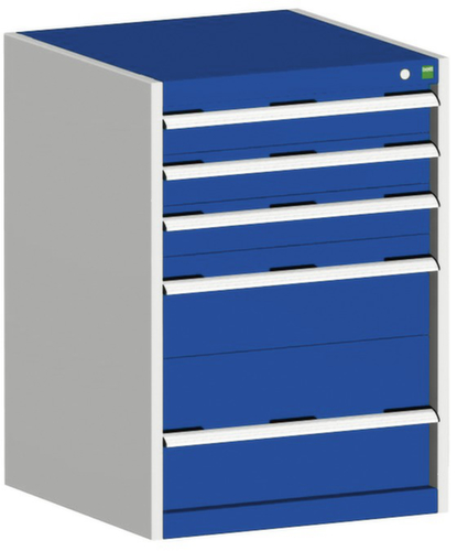 bott Schubladenschrank cubio Grundfläche 650x525 mm, 5 Schublade(n), RAL7035 Lichtgrau/RAL5010 Enzianblau