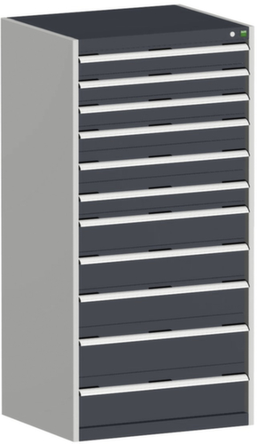 bott Schubladenschrank cubio Grundfläche 800x650 mm, 11 Schublade(n), RAL7035 Lichtgrau/RAL7016 Anthrazitgrau