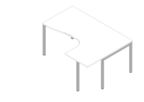 Quadrifoglio Winkel-Schreibtisch Practika, 4-Fußgestell, Breite 1600 mm, weiß/alu
