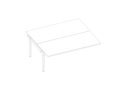 Quadrifoglio Höhenverstellbarer Anbautisch Practika für Benchtisch mit 4-Fußgestell, Breite x Tiefe 1800 x 1600 mm, Platte weiß