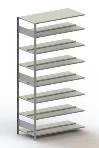 META Akten-Steckregal Anbaufeld zur beidseitigen Nutzung, 8 Böden, mit korrosionsschützender Zinkbeschichtung