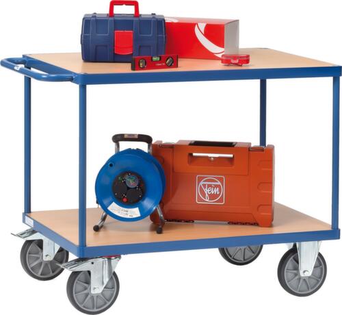 fetra Schwerer Tischwagen Holzböden mit Rand 1000x700 mm, Traglast 600 kg, 2 Etagen