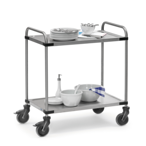 fetra Edelstahl-Etagenwagen, Traglast 120 kg, 2 Etagen