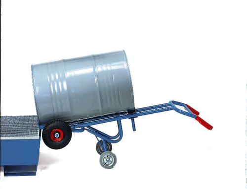 fetra Fasskarre mit Stützrädern, Traglast 300 kg, Luft-Bereifung