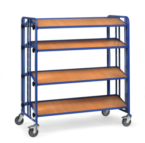 fetra Etagenwagen mit neigbaren Holzböden, Traglast 300 kg, 4 Etagen