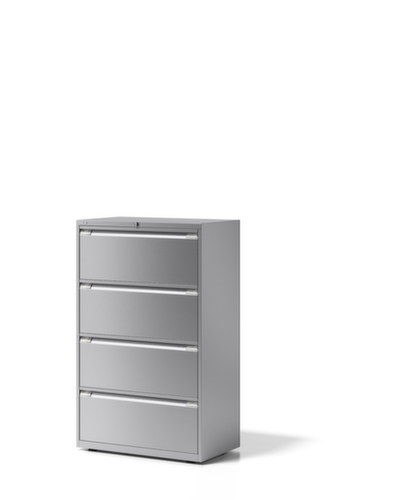 Bisley HĂ€ngeregistraturschrank Essentials, 4 AuszĂŒge, silber/silber