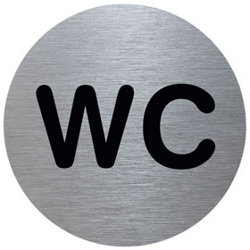 Rundes Türschild Tello, "WC"
