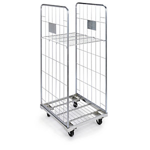 Verzinkter Rollbehälter mit Gitterwänden, Traglast 500 kg, Länge x Breite 720 x 805 mm