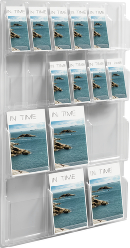 helit Wandprospekthalter "the clearly", 18 Ablagen, Gestell transparent