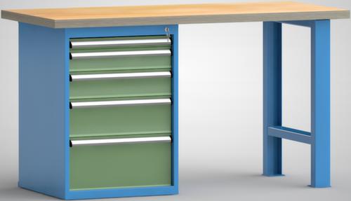 KLW Lutz Werkbank mit Multiplexplatte, 5 Schubladen