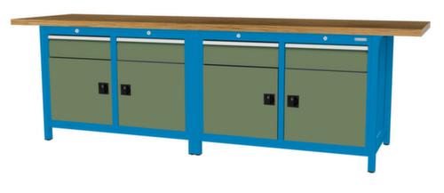 Bedrunka + Hirth Werkbank mit Buche-Massivholzplatte Gestell in vielen Farben, 4 Schubladen, 4 Schränke