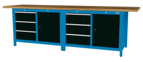 Bedrunka + Hirth Werkbank mit Buche-Massivholzplatte Gestell in vielen Farben, 6 Schubladen, 2 Schränke