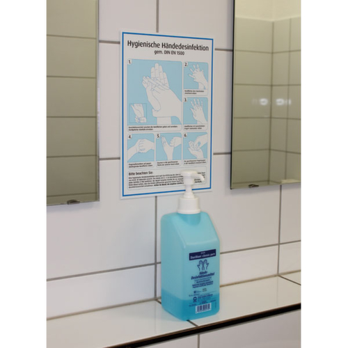 Hygieneaushang Handdesinfektion, "Anleitung zur hygienischen Händedesinfektion"