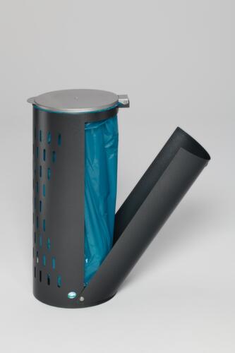 Lochblech-Müllsackständer, für 120-Liter-Säcke, antiksilber, Deckel silber