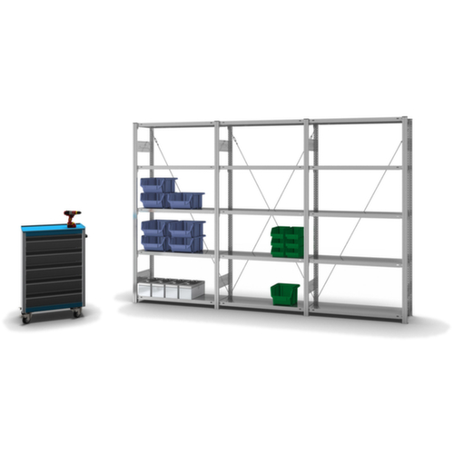 hofe System-Steckregal in mittelschwerer Bauart, Höhe x Breite x Tiefe 2000 x 1010 x 335 mm, 5 Böden