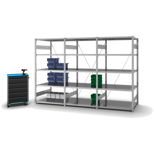 hofe System-Steckregal in mittelschwerer Bauart, Höhe x Breite x Tiefe 2000 x 1010 x 835 mm, 5 Böden